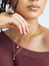 Gold Ball Drop Star Layered Necklace - HUBBIQ