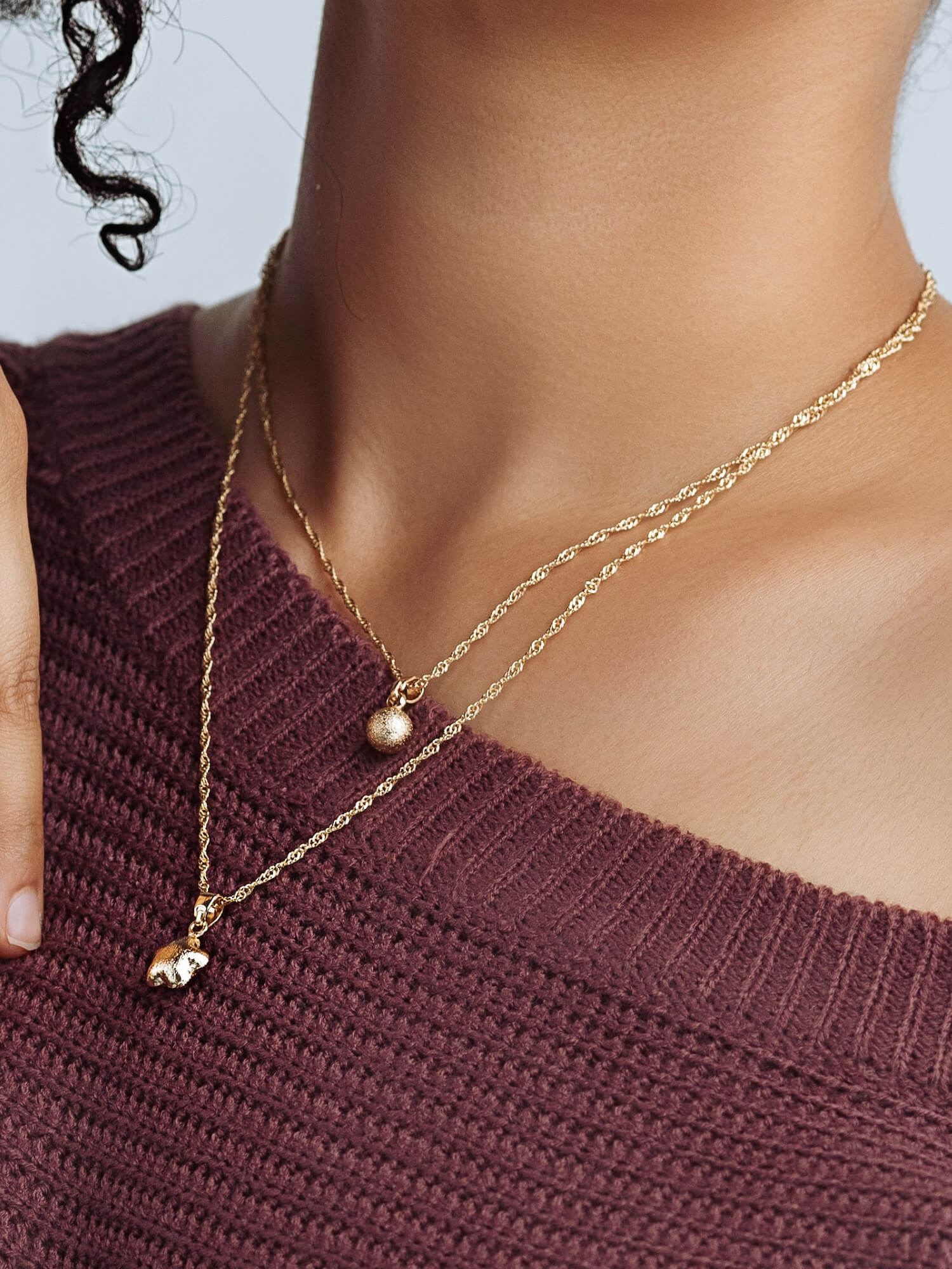 Gold Ball Drop Star Layered Necklace - HUBBIQ