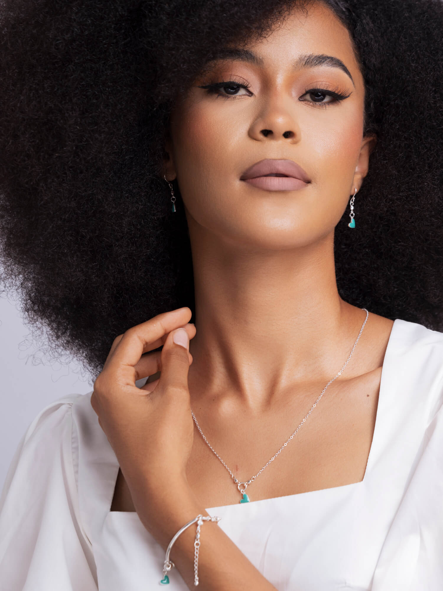 Turquoise Heart Silver Necklace - HUBBIQ