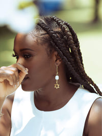 Star Of David Pearl Earrings - HUBBIQ
