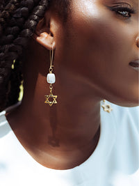 Star Of David Pearl Earrings - HUBBIQ