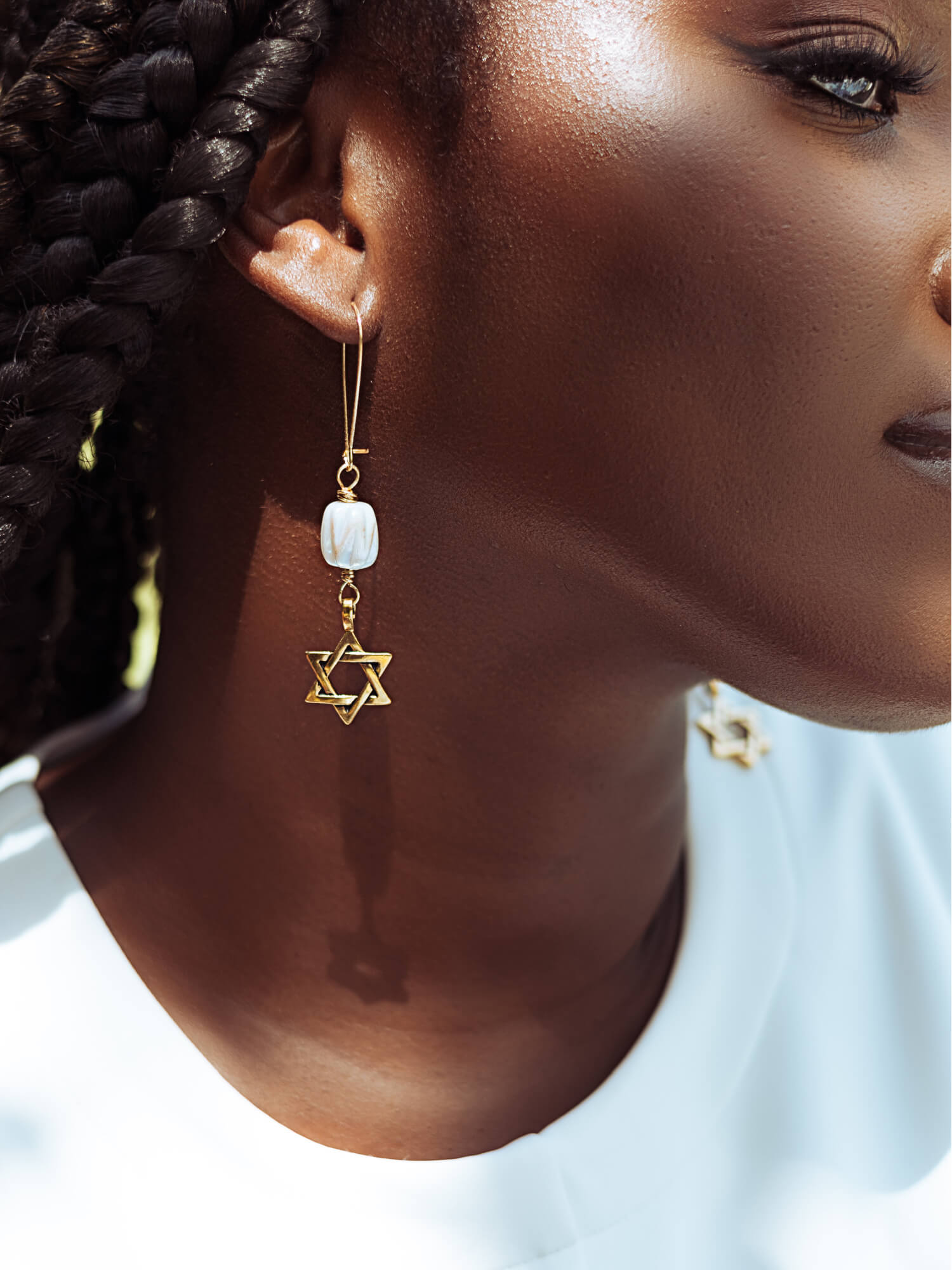 Star Of David Pearl Earrings - HUBBIQ